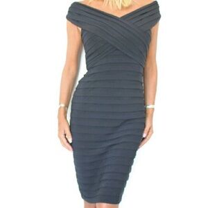 XSCAPE BY JOANNA CHEN Cross Bodice Black Bandage Bodycon Dress 8